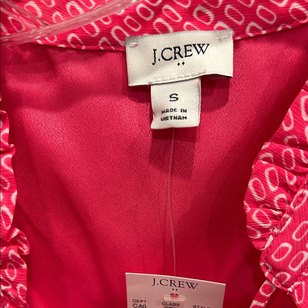 J. Crew Factory Pink Patterned Ruffle Blouse - Picture 3 of 3